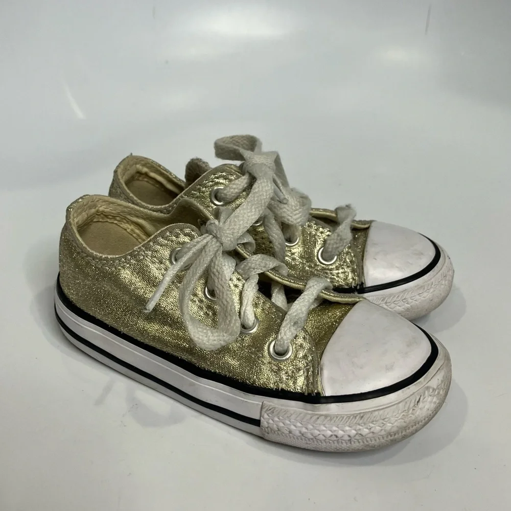 Converse gold sneakers toddler size‎ 7 metallic trendy